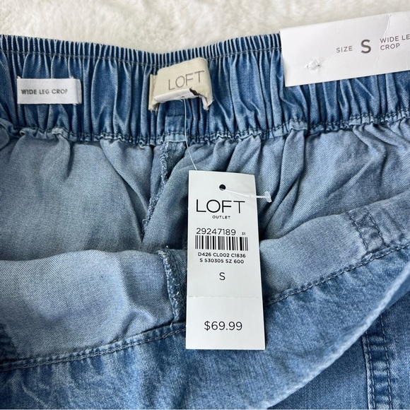 LOFT CHAMBRAY WIDE LEG CROP PANTS Size Small - Picture 8 of 12